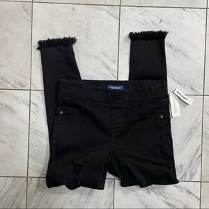 Old navy jeans womens new black mid rise rockstar raw hem jeans size 6